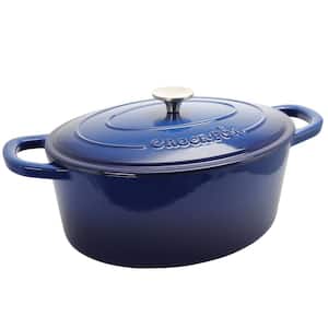 Artisan 7 qt. Oval Cast Iron Nonstick Dutch Oven in Sapphire Blue with Lid