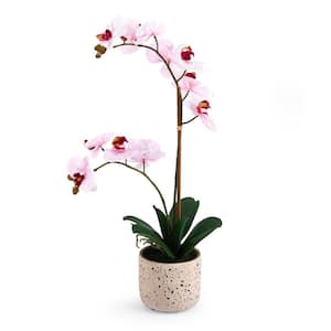 Real Touch 21- inch-Pink Spotted- Artificial Phalaenopsis Orchid Flower in Pot