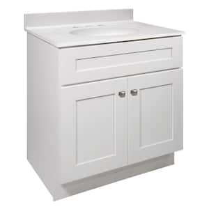 Brookings 31 in. W x 22 in. D x 36 in. H Bath Vanity w/ Solid White Cultured Marble Top Single Sink Assembled in White