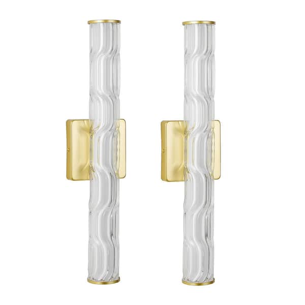 Jushua (2-Pack) 20 in. 1-Light Matte Gold Bathroom Bedroom Vanity