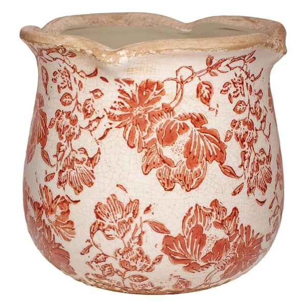 Large Red Ceramic Indoor/Outdoor Planter (6.1 in. W x 5.7 in. H) L0DYK469F7  - The Home Depot