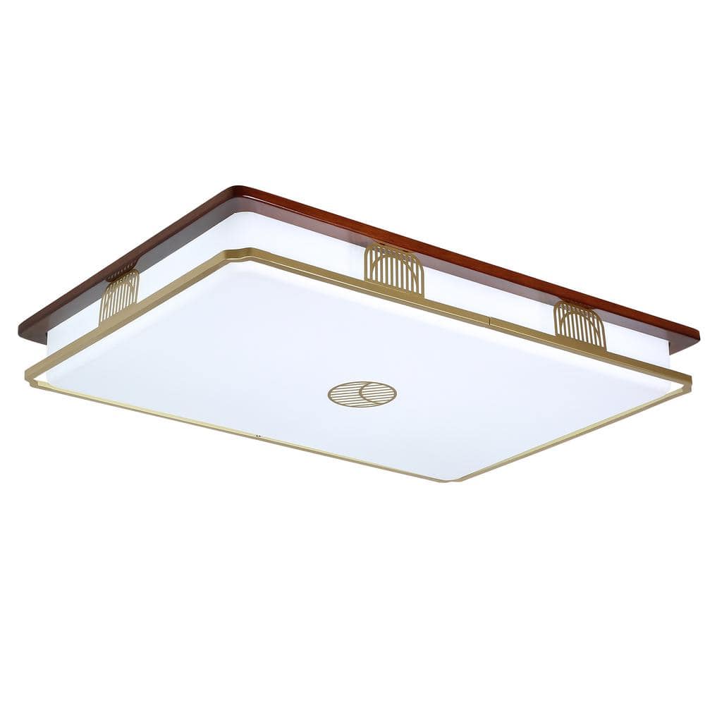 OUKANING 38 in. White New Chinese Style Rectangular Dimmable Integrated LED  Flush Mount Ceiling Light with Remote JZUCK55PNSHCX - The Home Depot
