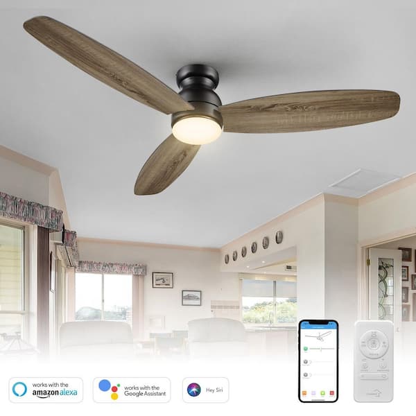Trendsetter 60 in. Dimmable LED Indoor/Outdoor Black Smart Ceiling Fan with Light and Remote, Works w/Alexa/Google Home