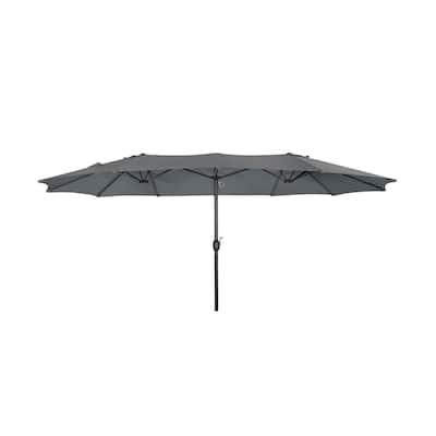Verbazing Atletisch Negen WESTIN OUTDOOR FIJI 9 ft. Market Half Patio Umbrella in Gray/White Stripe  OS3003-GY/WH