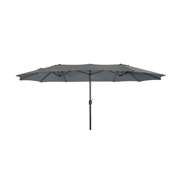 WESTIN OUTDOOR Bali Outdoor Double Sided 15 ft. x 9 ft. Rectangular Twin Market Patio Umbrella with Crank in Gray