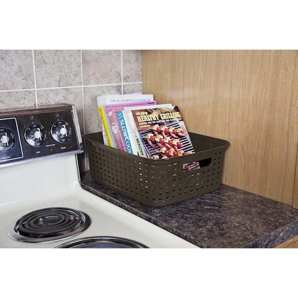 Sterilite Short Blue Weave Plastic Storage Basket