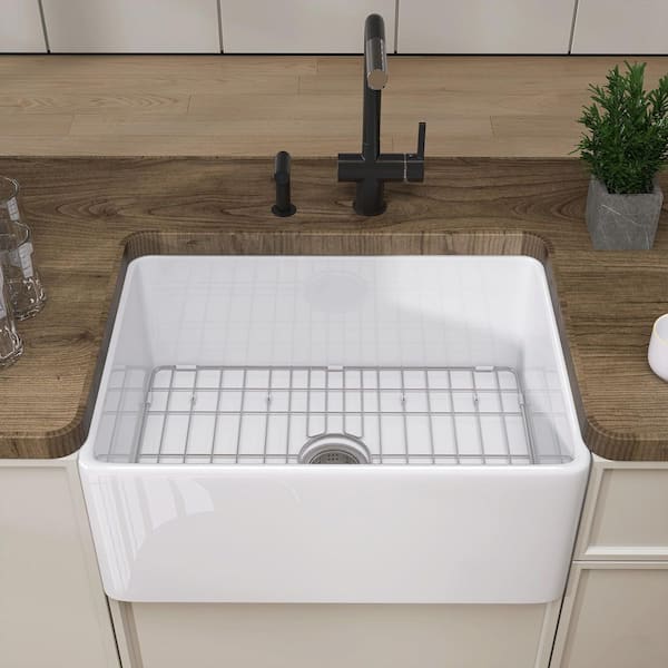 NTQ 24 in. Apron Front Kitchen Sink Single Bowl Farmhouse Kitchen Sink Rectangular Small Kitchen Sink with Accessories