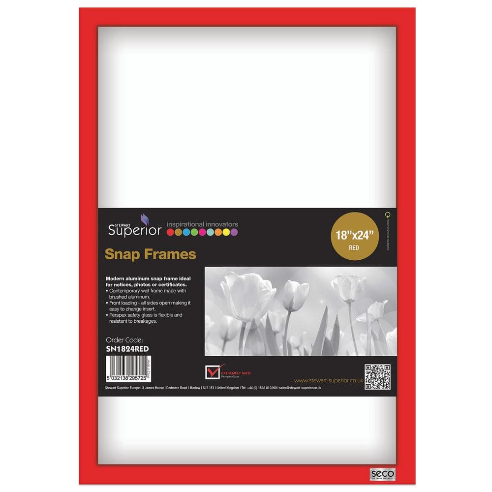 Stewart Superior SECO Front Load Easy Open Snap Poster/Picture Frame 24 x  36 Inches, Black Aluminum Frame (SN2436Black)
