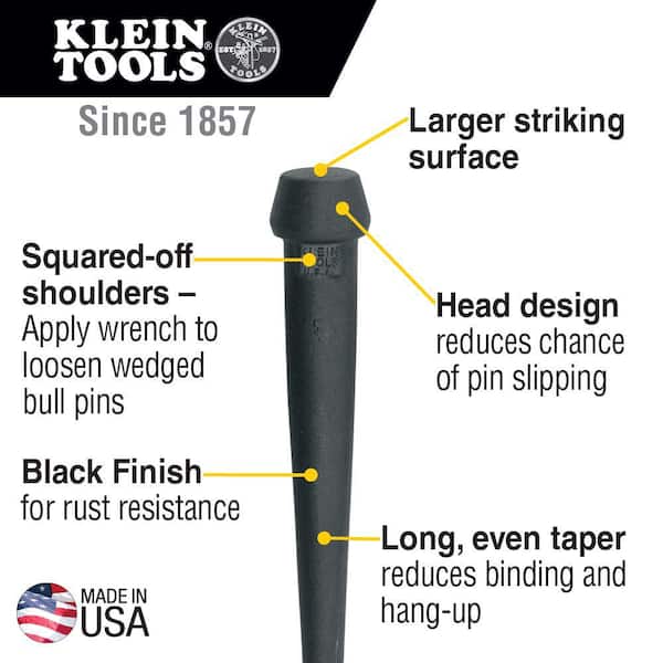 KLEIN TOOLS 3255TT Broad-Head Bull Pin With Tether Hole (Large