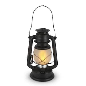11 in. Black FireGlow Glass Hurricane Lantern
