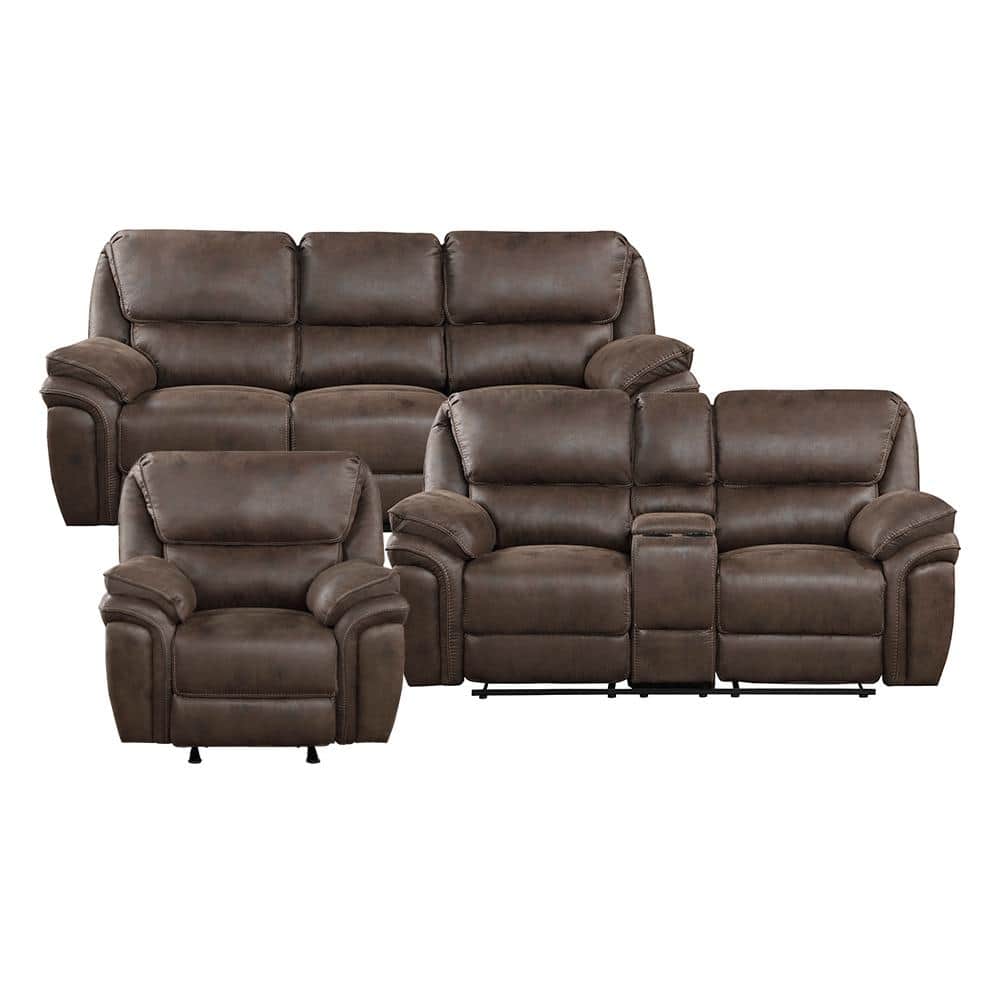 Arlo 90 in. W Pillow Top Arm Microfiber Rectangle 3-Piece Manual Reclining 