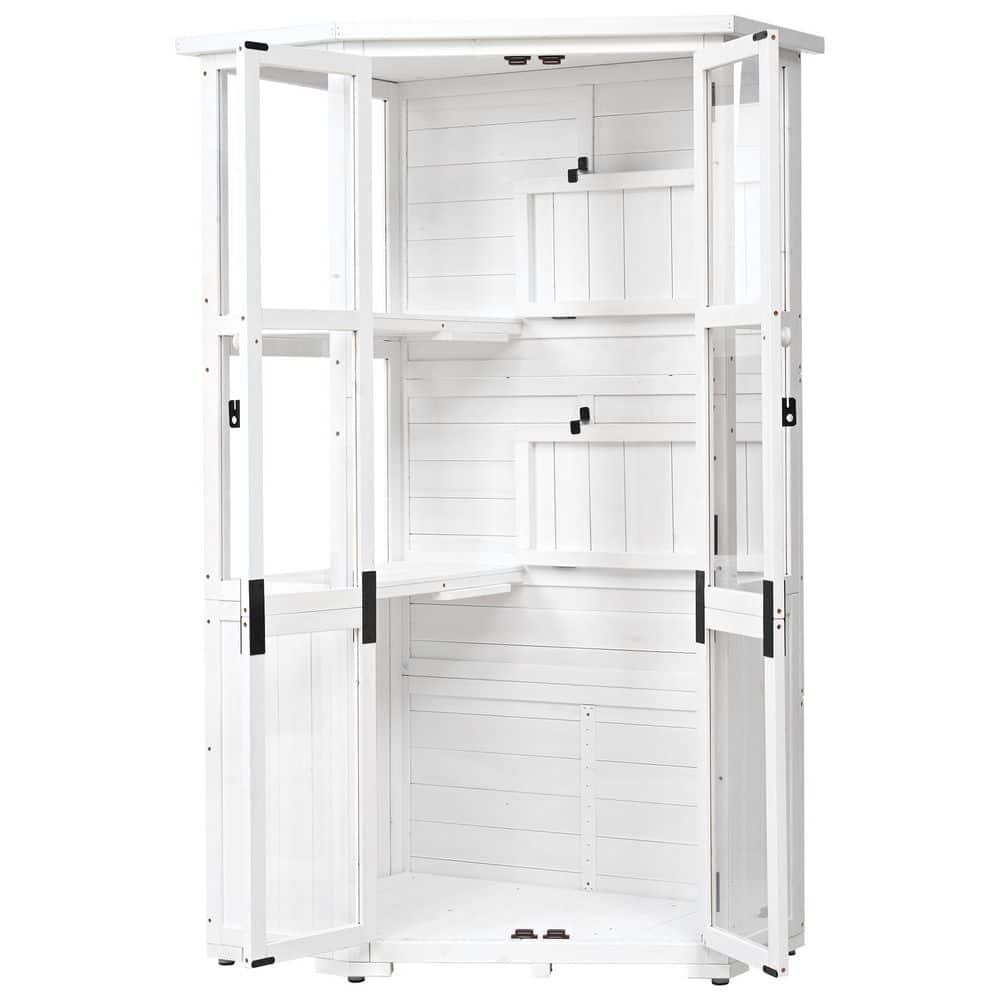 3 ft. W x 2 ft. D White Wood Outdoor Tool Storage Shed, Storage Cabinet wit