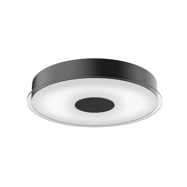 KUZCO Parker 16 in. 1-Light 30-Watt Black Integrated LED Flush Mount