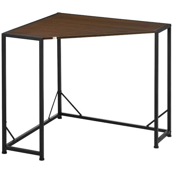 HOMCOM 31.5 in. Space-Saving Small Corner Coffee Wooden Desk and Corner TV Stand, Computer and Writing Desk with Metal Frame