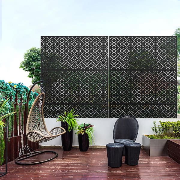 PexFix 75 in. x 48 in. Black Outdoor Decorative Privacy Screen CY ...