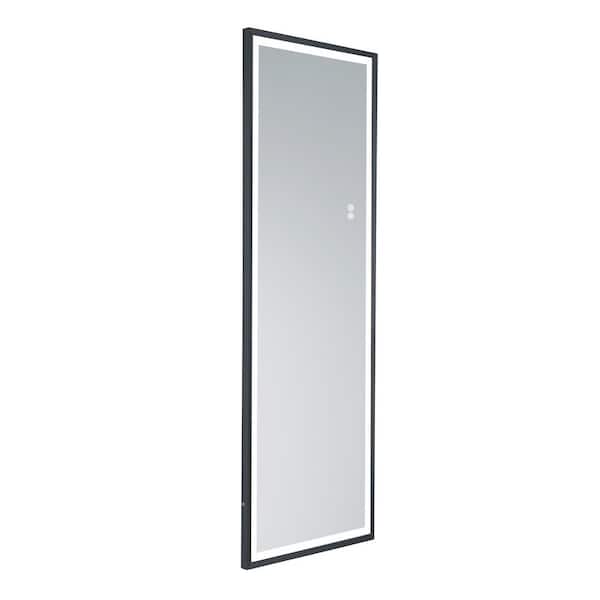 Dimakai 22 in. W x 65 in. H Framed Rectangular Wall-Mounted LED Light Full Body Bathroom Vanity Mirror in Sand Black