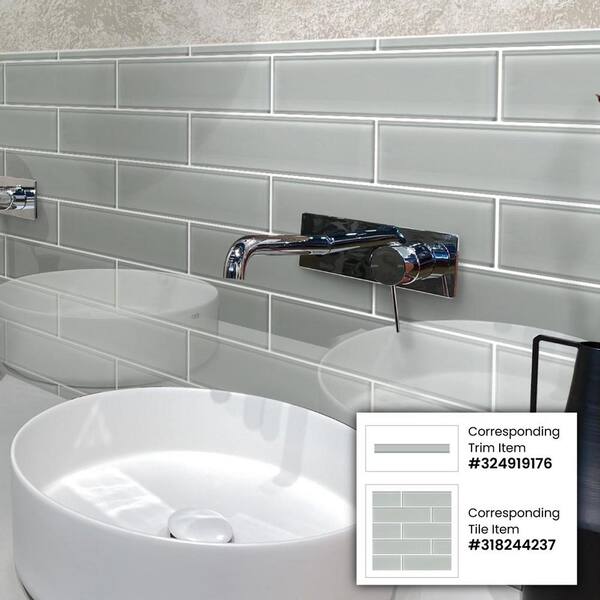 Apollo Tile (Sample) Colorway Light Gray 4-in x 4-in Glossy Glass Brick Subway Floor and Wall Tile
