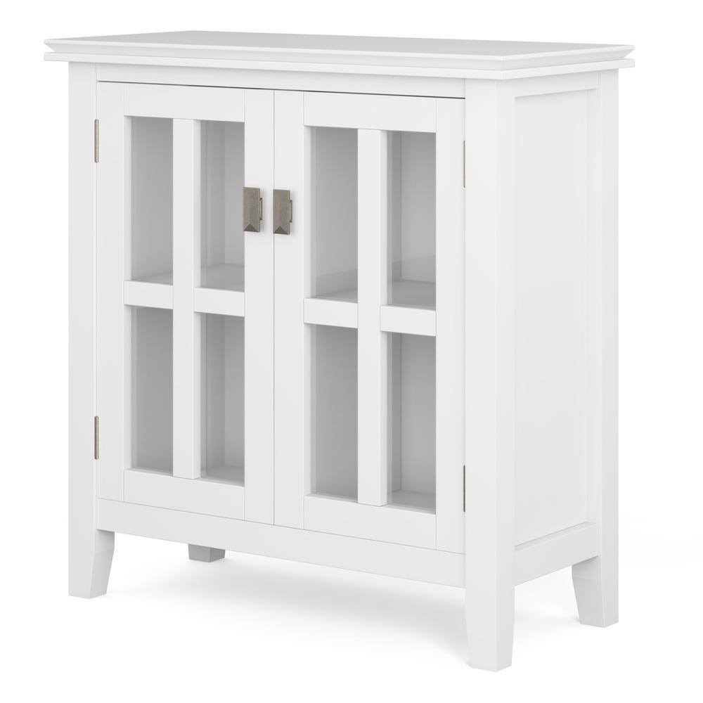 White Solid Wood Office Storage Cabinet with Glass Doors
