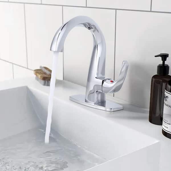 Single Handle Bathroom Faucet with Deckplate Included in Chrome