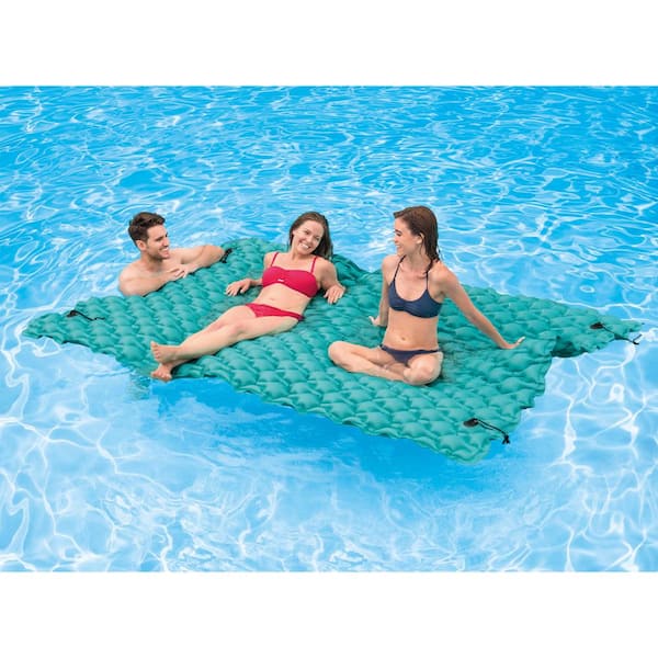 Giant Teal Inflatable Floating Water Pool Lake Mat Platform PaD (4-Pack)