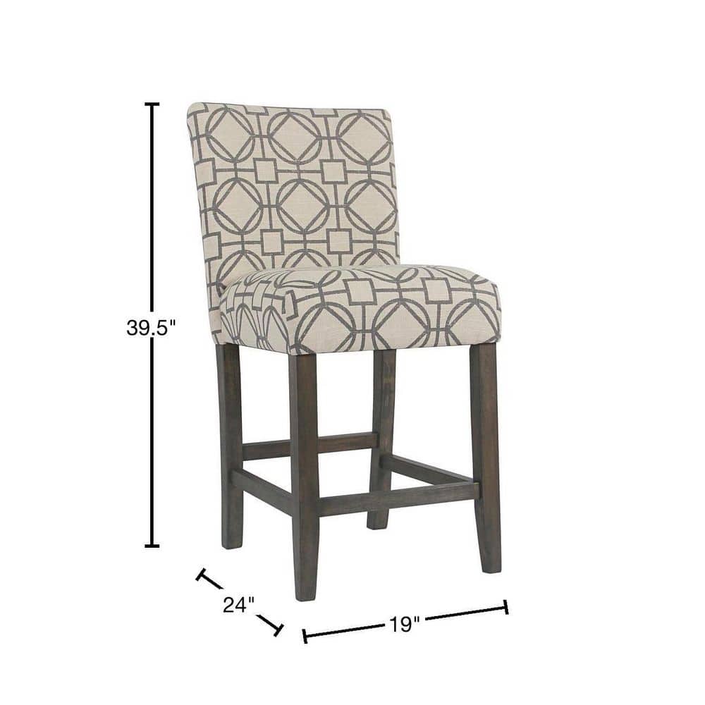 Elegant Gray Lattice 24" Wooden Counter Height Barstool