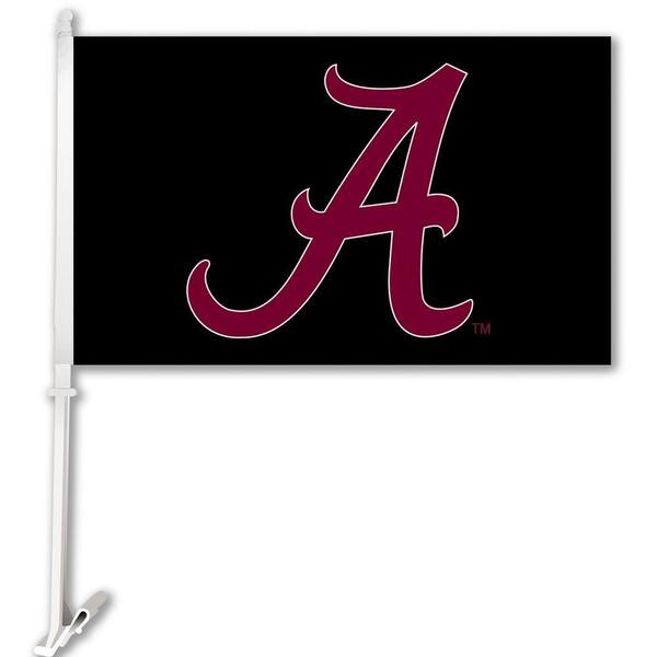 BSI Products NCAA 11 in. x 18 in. Alabama 2-Sided Car Flag with 1-1/2 ft. Plastic Flagpole (Set of 2)