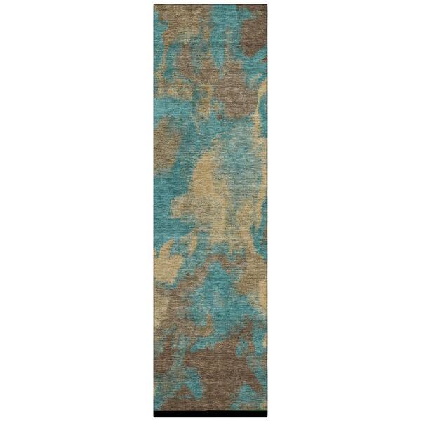 Chantille Machine Washable Indoor/Outdoor Abstract ACN3017 Turquoise 2 ft. x 7 ft. Runner Rug