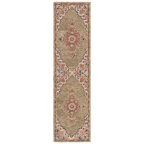 Aspen 2 ft. x 9 ft. Sage/Brown Oriental Runner Rug