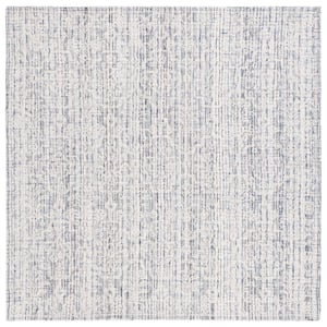 Ebony Blue/Ivory 6 ft. x 6 ft. Abstract Square Area Rug