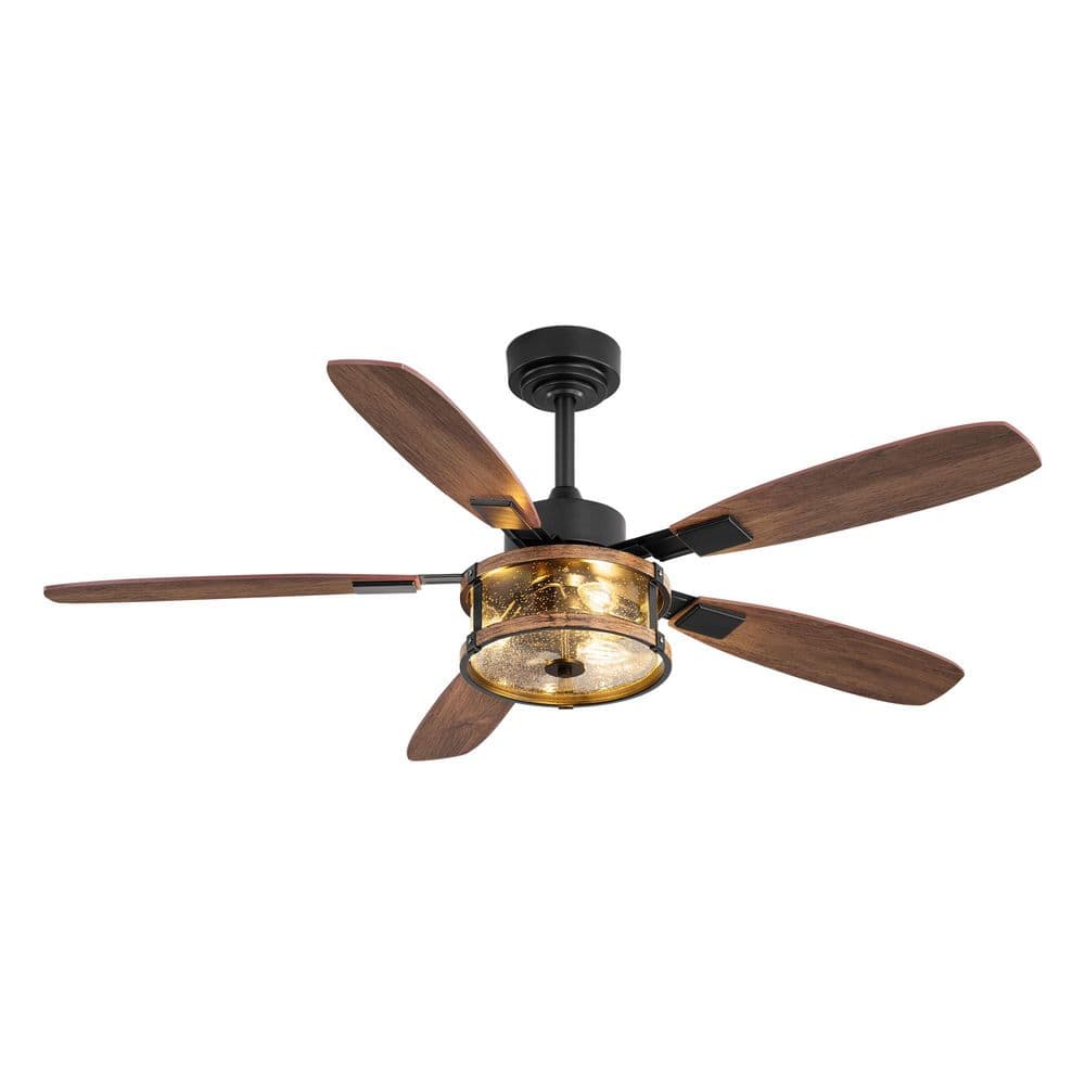 52 in. Smart Indoor Black Glass Shade Downrod Ceiling Fan with Light and Remote and Dual Blades price history on PriceWatchPro