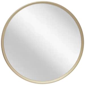 Deep Metal 24 in. W x 24 in. H Contemporary Round Wall Mirror - Gold Metal Frame
