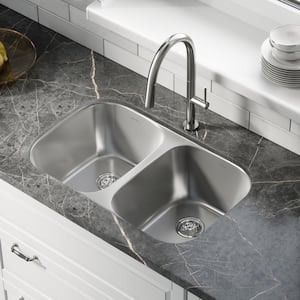 Toulouse Stainless Steel 29 in. Double Bowl Undermount Kitchen Sink