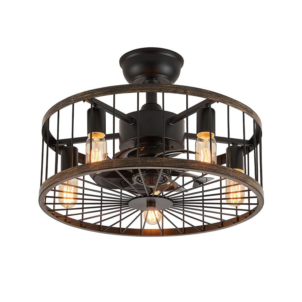 FANNEHONNE 19.68 in. Bronze Industrial Indoor Drum Ceiling Fan