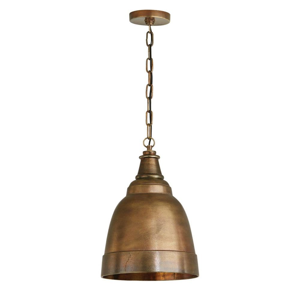 Sedona 100-Watt 1-Light Oxidized Brass Sand-Cast Small Bell Pendant Light and No Bulbs Included price history on PriceWatchPro