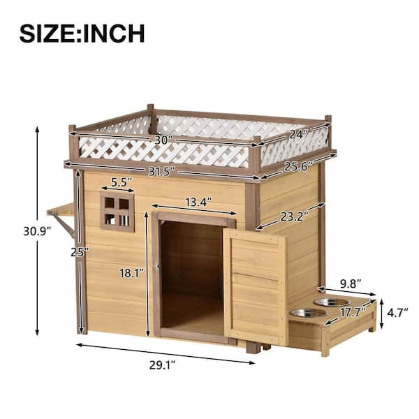 Tunearary Wooden Dog House Kennel Outdoor Indoor Dog Crate With 