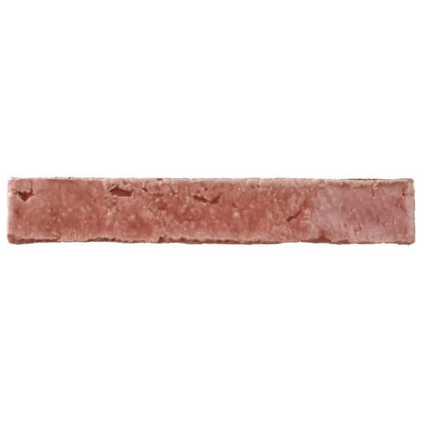 Ivy Hill Tile Virtuo Coralito Pink 1.45 in. x 0.39 in. Polished Crackled Ceramic Subway Wall Tile Sample