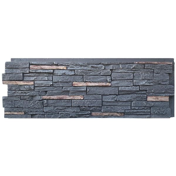 Slatestone Large 43 in. x 15.5 in. Polyurethane Faux Stone Panel in Midnight Ash