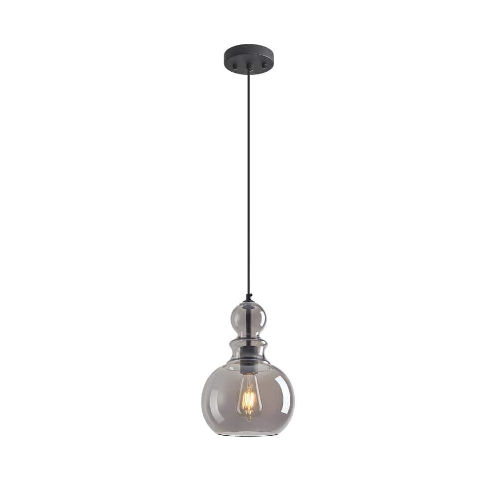 60W 1-Light Black Globle SmokeGray Glass Pendant Light Adjustable Hanging For Kitchen Island Dining Room Bedroom Office price history on PriceWatchPro