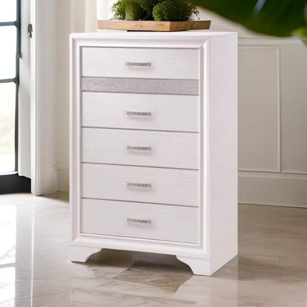 Benjara 16.5 in. White 7 -Drawer Chest of Drawers