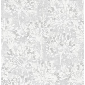 Dori Light Grey Painterly Floral Paper Non-Pasted Metallic Wallpaper