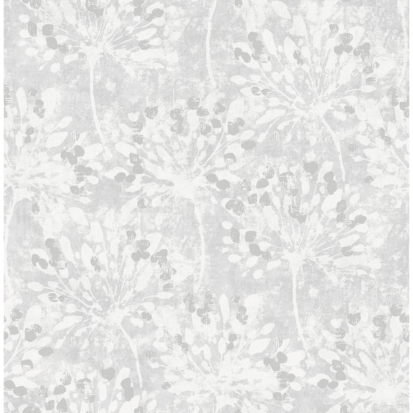 Advantage Dori Light Grey Painterly Floral Metallic Non-Pasted Non-Woven Wallpaper Sample