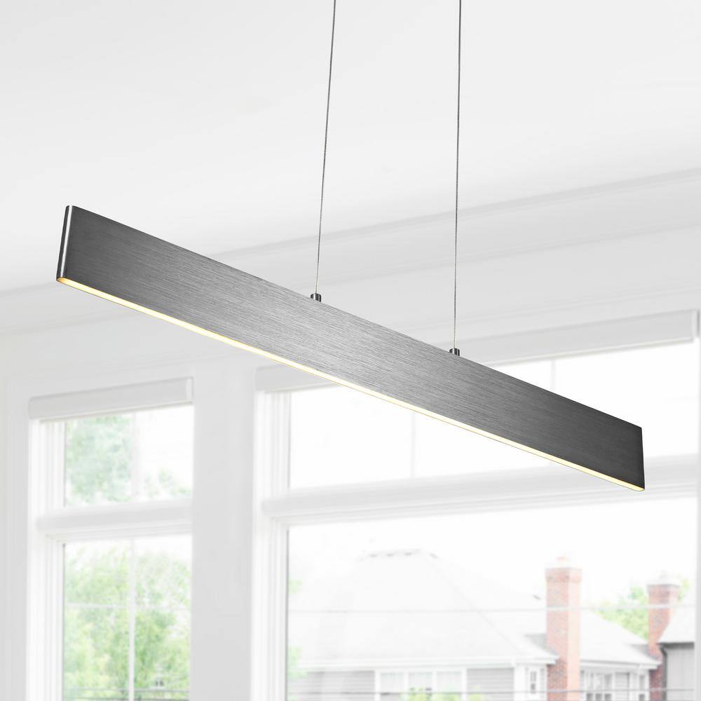 Draper 32" Brushed Aluminum Contemporary Adjustable LED Pendant