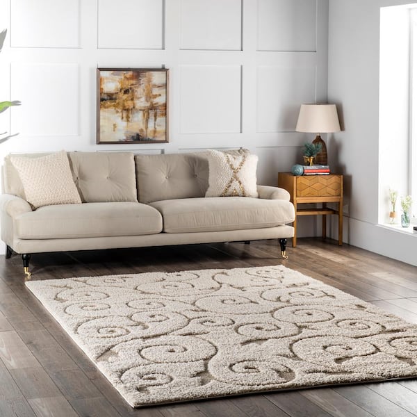 Maisha Shag Cream 2 ft. 6 in. x 6 ft. Abstract Indoor Runner Rug