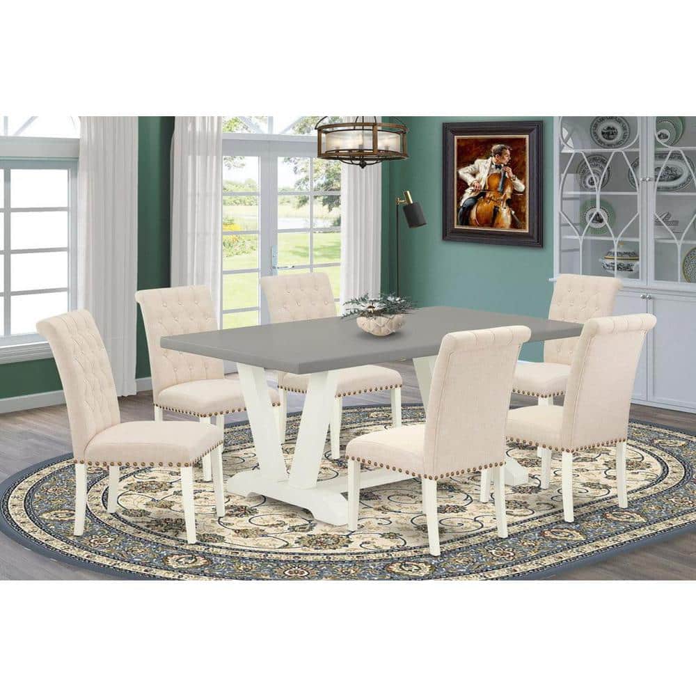 7-Piece Natural Oak Finish Solid Wood Top Dining Table with 6-Chairs with Lattice Back price history on PriceWatchPro