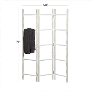 White Wood 15 Rack Ladder with 3 Panels