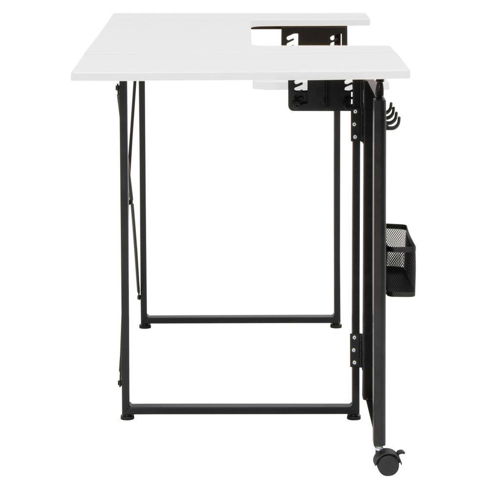 Graphite Black Pivot Sewing Table with Swingout Storage Panel