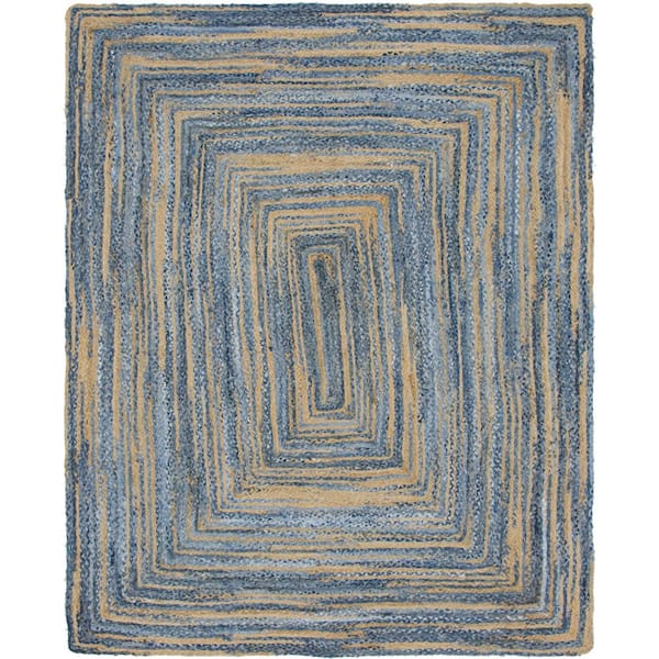 Unique Loom Braided Chindi Blue/Natural 8 ft. x 10 ft. Area Rug