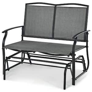 2-Person Steel Frame Patio Glider Rocking Metal Outdoor Bench in Gray
