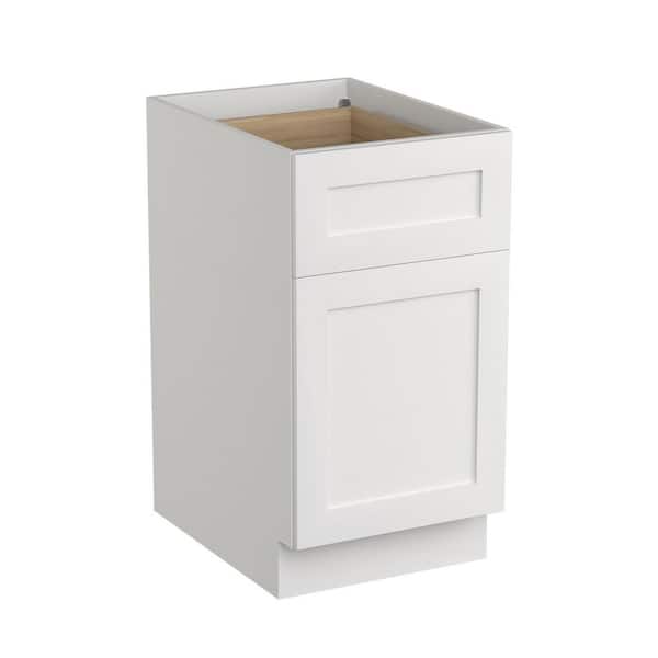 9 in W x 24in D x 34-1/2in H Plywood Ready to Assemble Floor Base Kitchen Cabinet in White with Soft Close Drawers