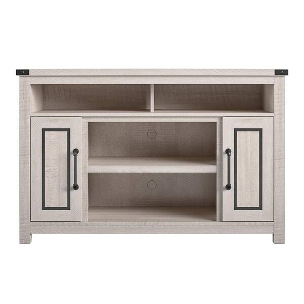 Ameriwood Home Harnish 48 in. Rustic White Particle Board TV Stand Fits TVs Up to 48 in. with Cable Management